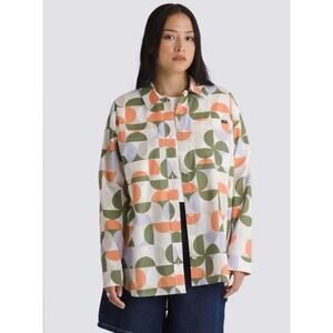 Vans Geometric Button Down Shirt - Green, Orange, White